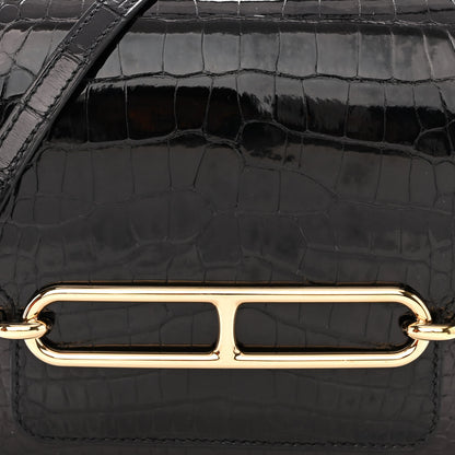 Hermes Shiny Alligator Mini Sac Roulis Black 8 of 11