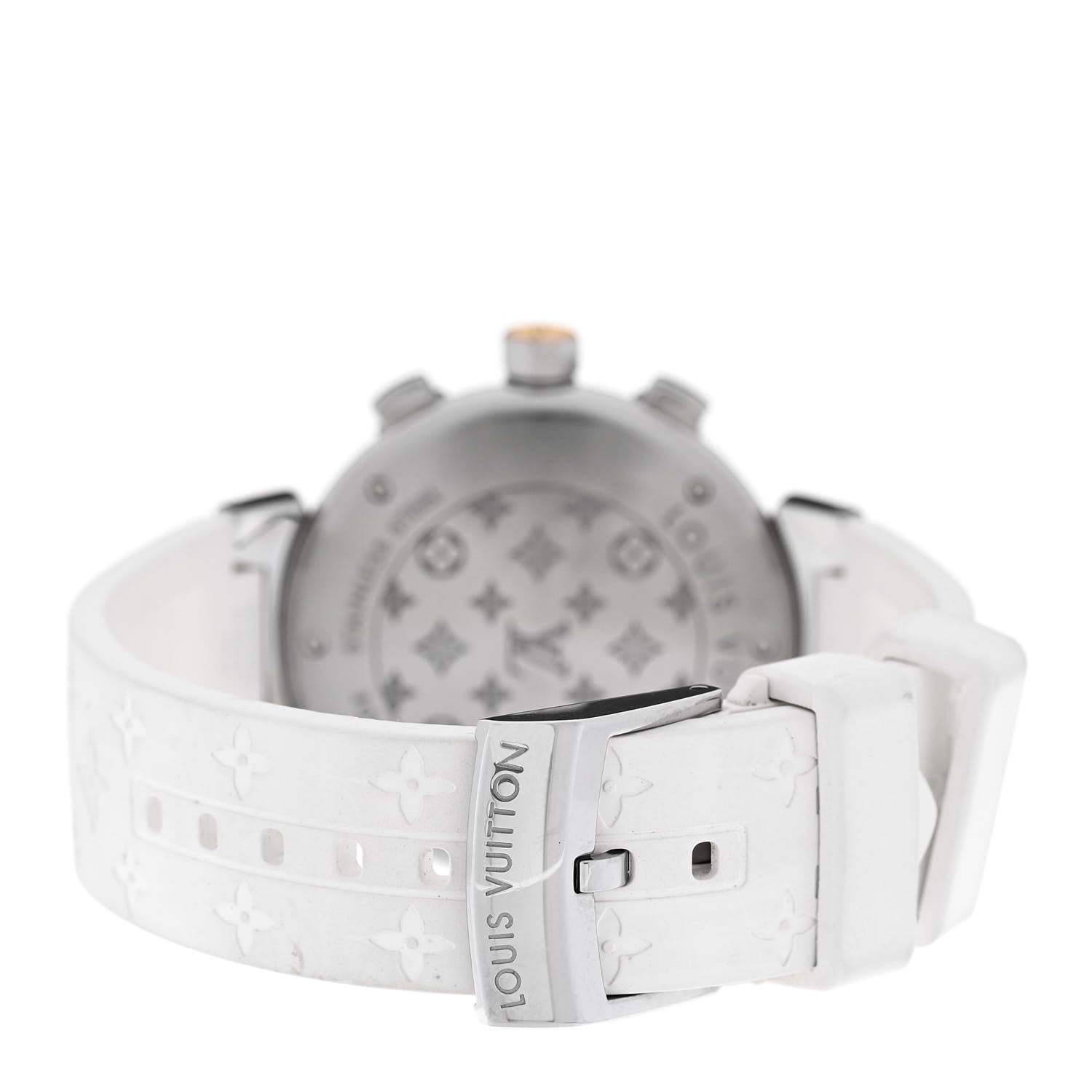 Louis Vuitton Stainless Steel Rubber Mother of Pearl 34mm Tambour Lovely Cup Quartz Watch 3 of 4