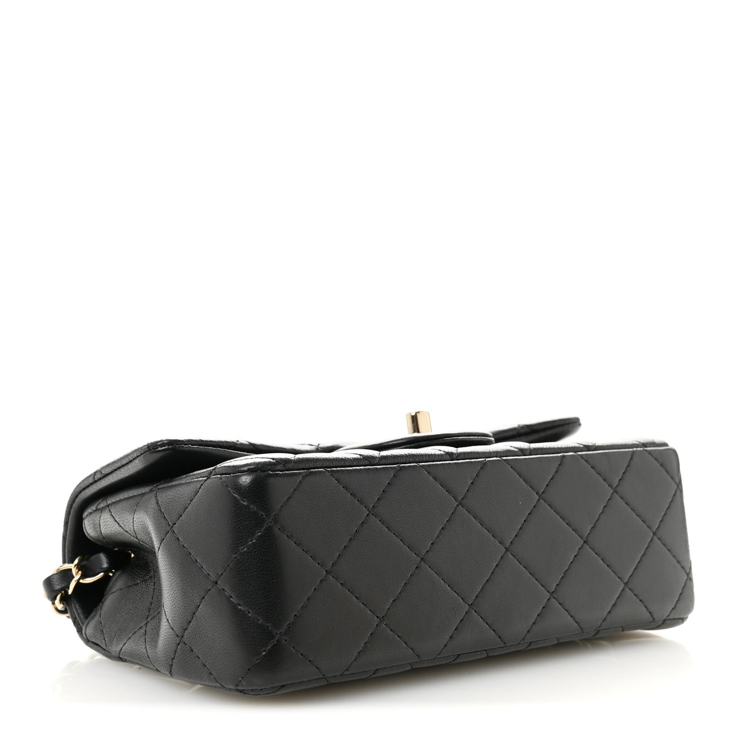 Lambskin Quilted Mini Rectangular Flap Black