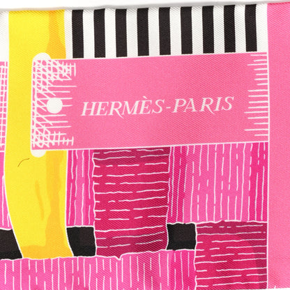 Hermes Silk Mors A Jouets Chemise Slim Maxi Twilly Rose Vif Jaune Vif 3 of 3