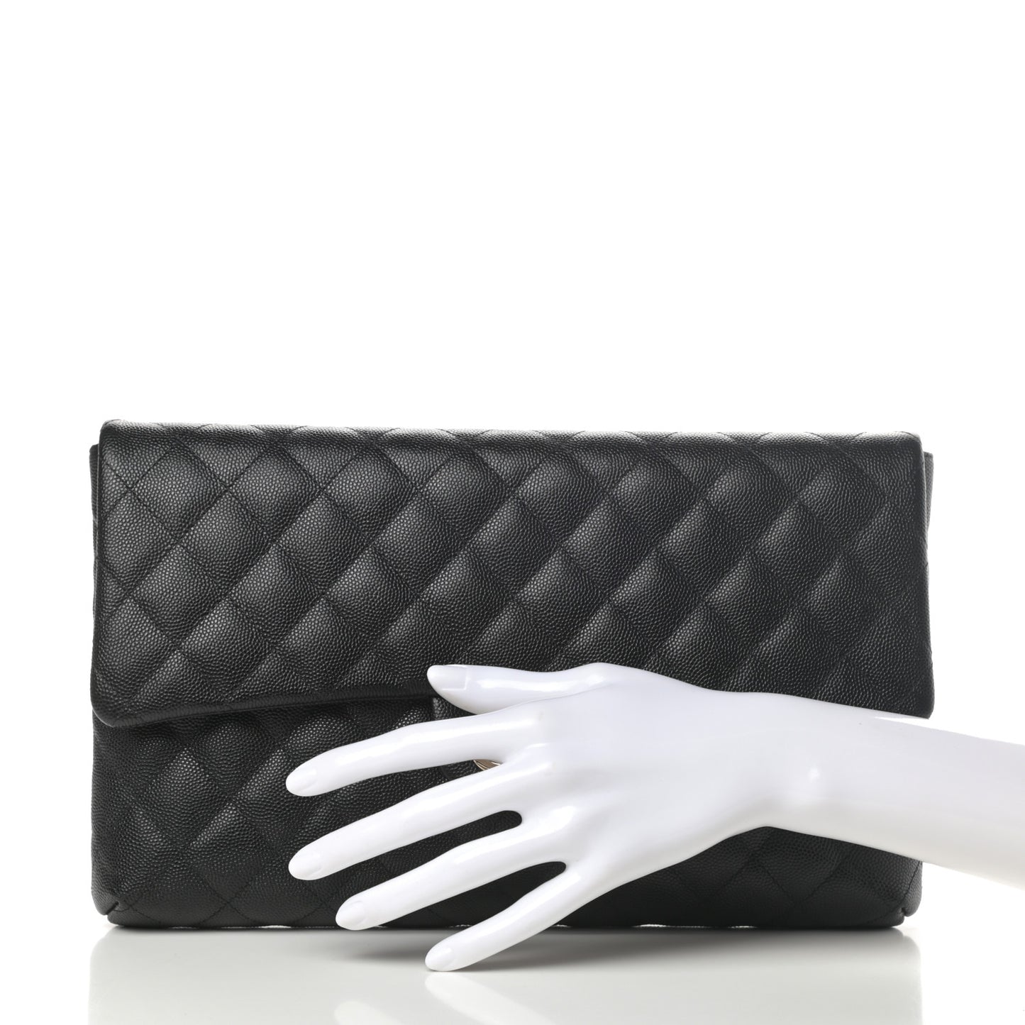 Caviar Quilted Flap Clutch Black