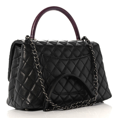 Chanel Caviar Lizard Quilted Small Coco Handle Flap Black 4 of 13