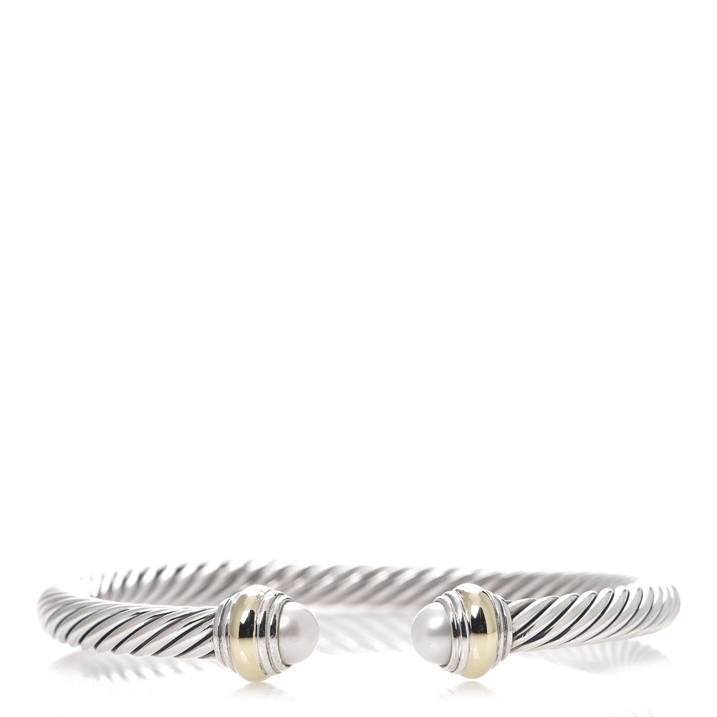 Sterling Silver 14K Yellow Gold Pearl 5mm Cable Classics Bracelet