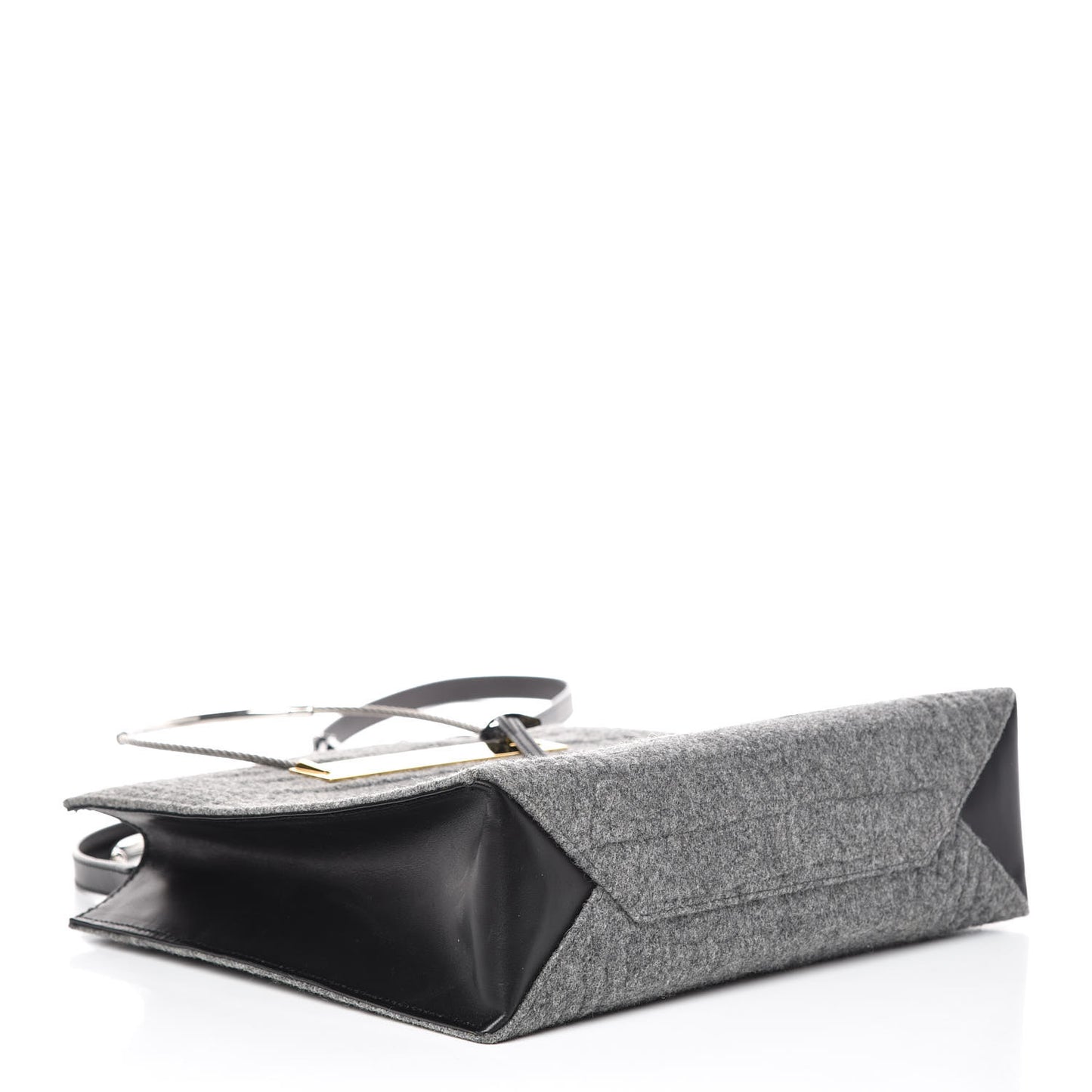 Crocodile Embossed Wool Small Cable Shopper Tote Grey