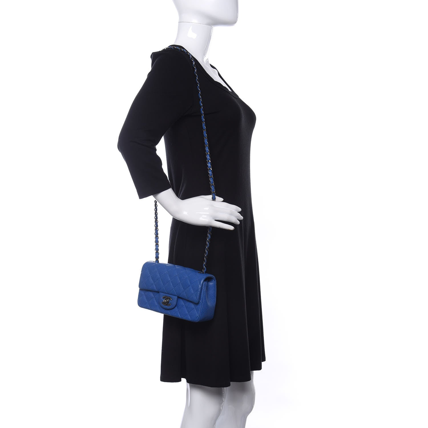 Chanel Caviar Quilted Mini Rectangular Flap Blue 2 of 10