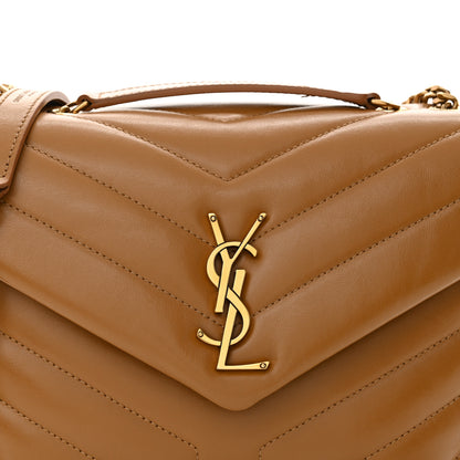 Saint Laurent Calfskin Y Quilted Monogram Small Loulou Chain Satchel Dark Natural 8 of 12