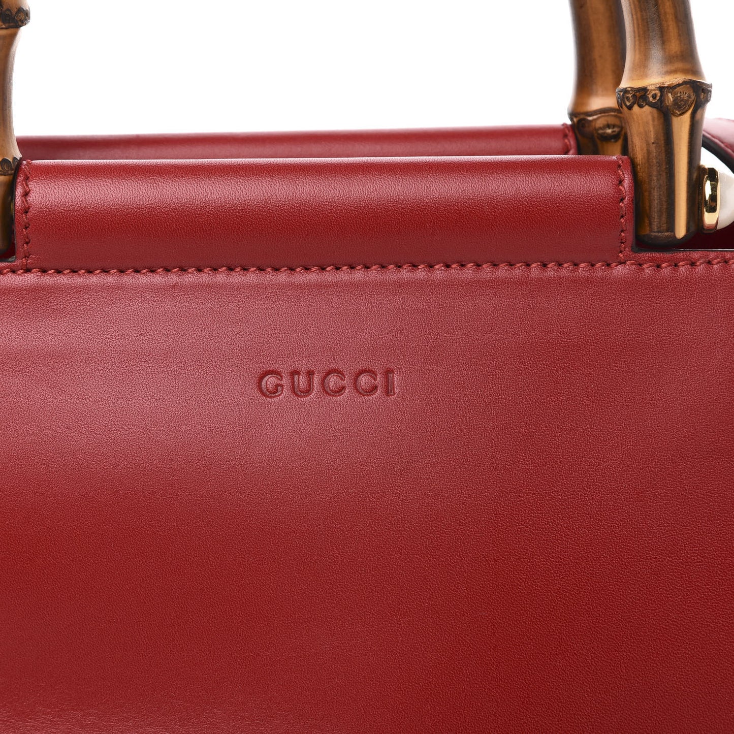 Nappa Bamboo Medium Nymphaea Top Handle Bag Hibiscus Red