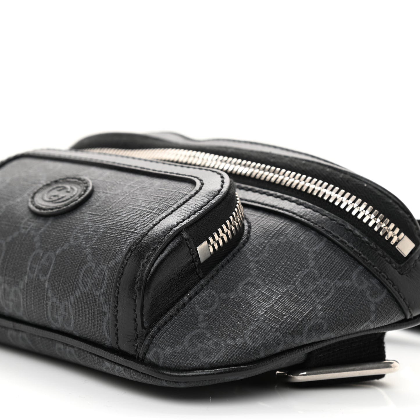 GG Supreme Monogram Textured Calfskin Retro Interlocking G Belt Bag Black