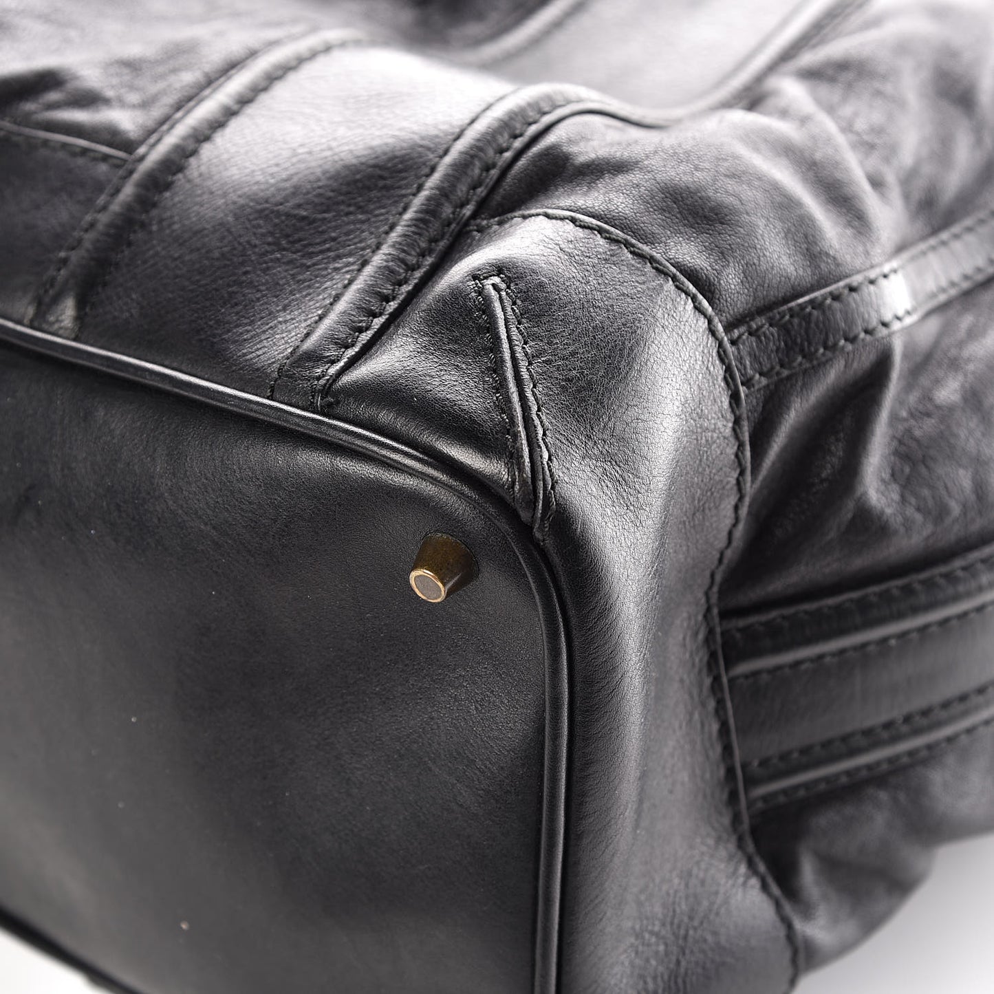 Grainy Calfskin Tassel Drawstring Shoulder Bag Black