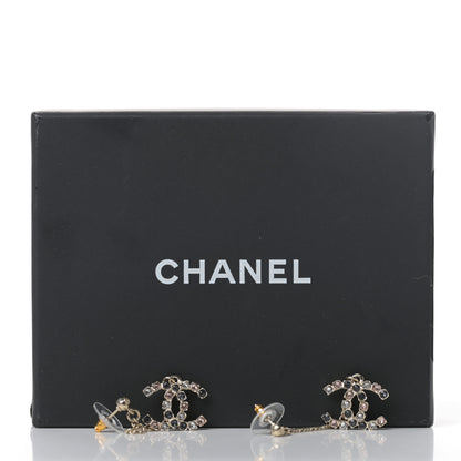 Chanel Crystal CC Drop Earrings Pink Grey Gold 5 of 5
