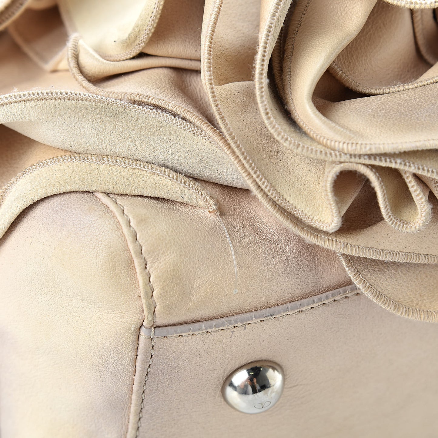 Lambskin Ruffle Tote Beige