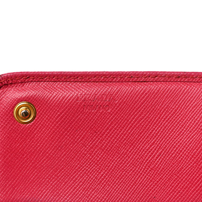Prada Saffiano Metal Continental Flap Wallet Peonia 7 of 15