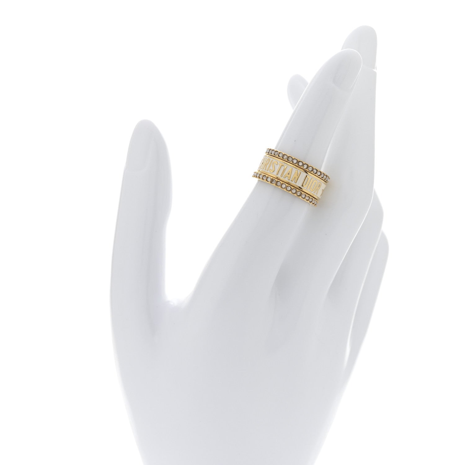 Christian Dior Metal Crystal Code Ring Set M 54/7 Gold 1768462