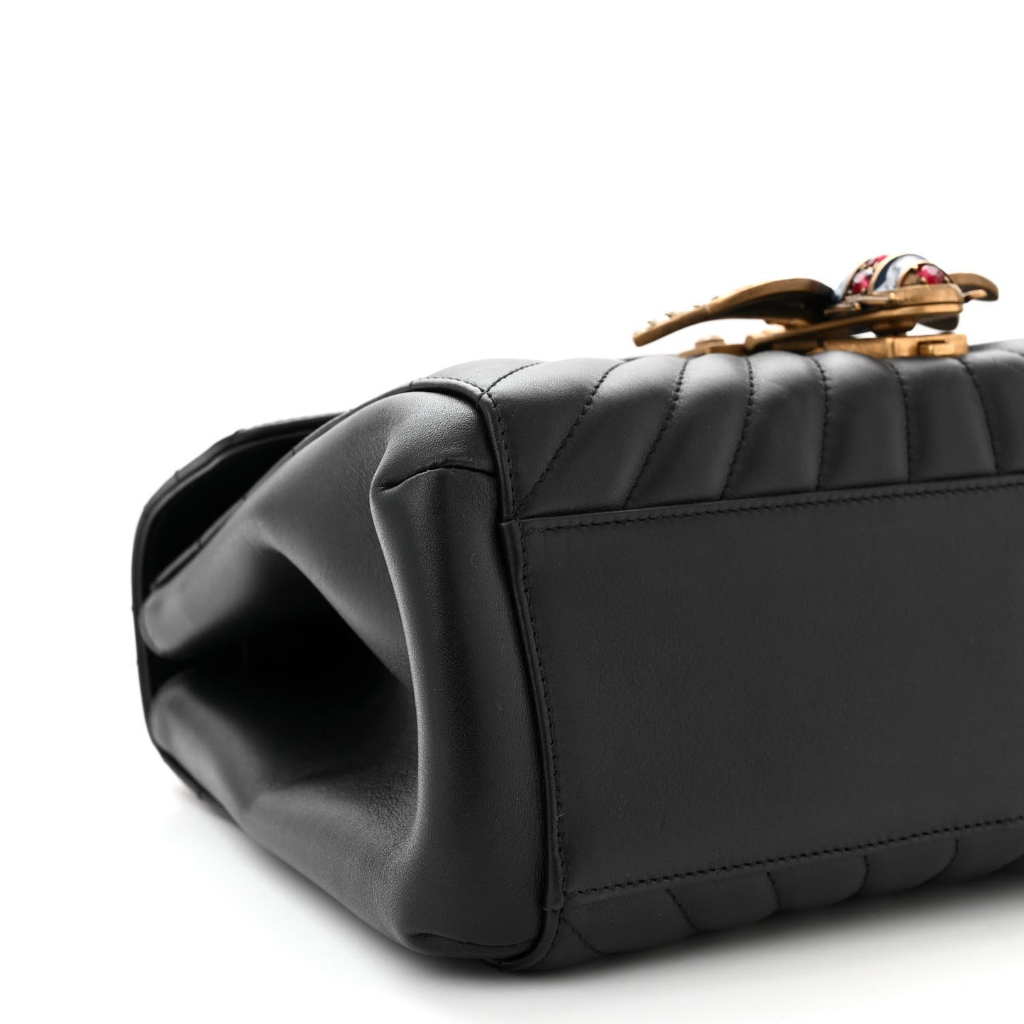 Calfskin Bamboo Trapuntata Queen Margaret Top Handle Bag Black