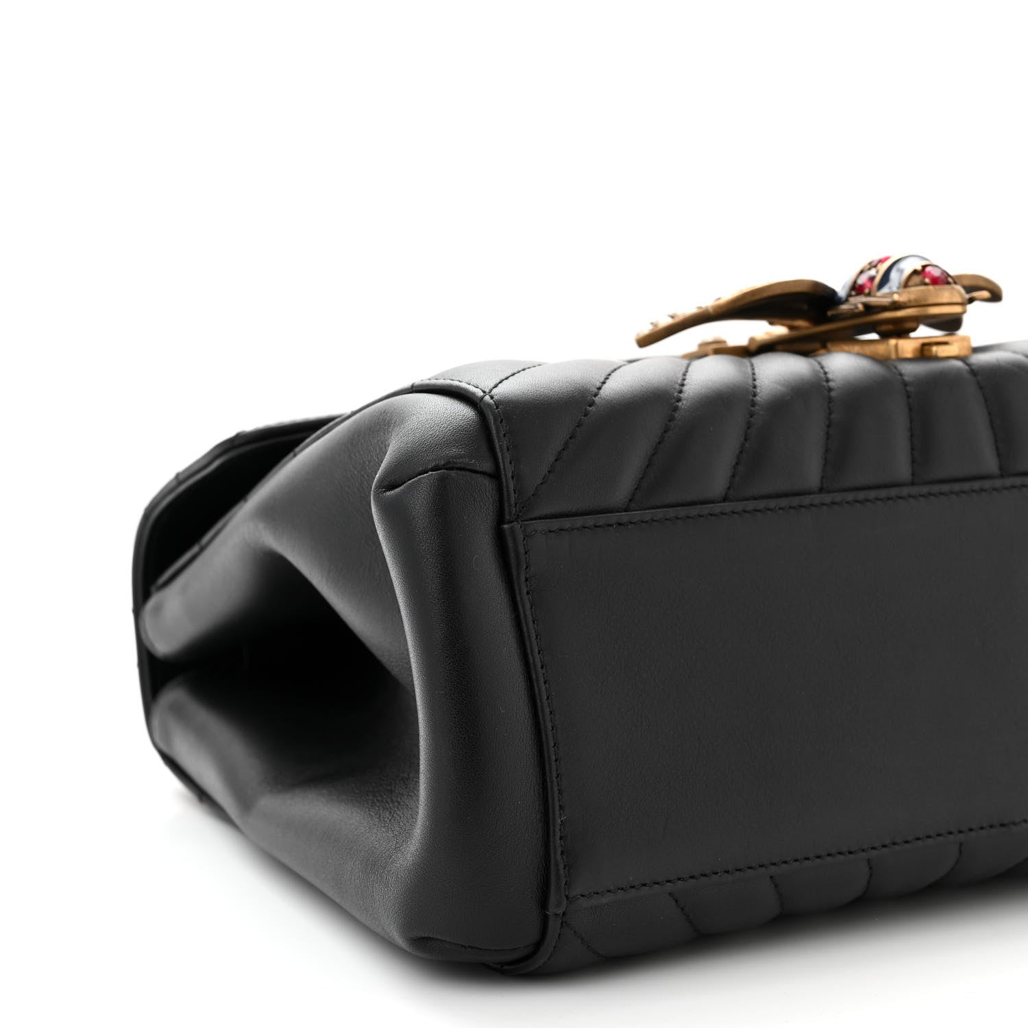 Gucci Calfskin Bamboo Trapuntata Queen Margaret Top Handle Bag Black 9 of 10