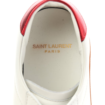 Saint Laurent Calfskin Embroidered Court Classic Sneakers 37 Red Nero 7 of 9