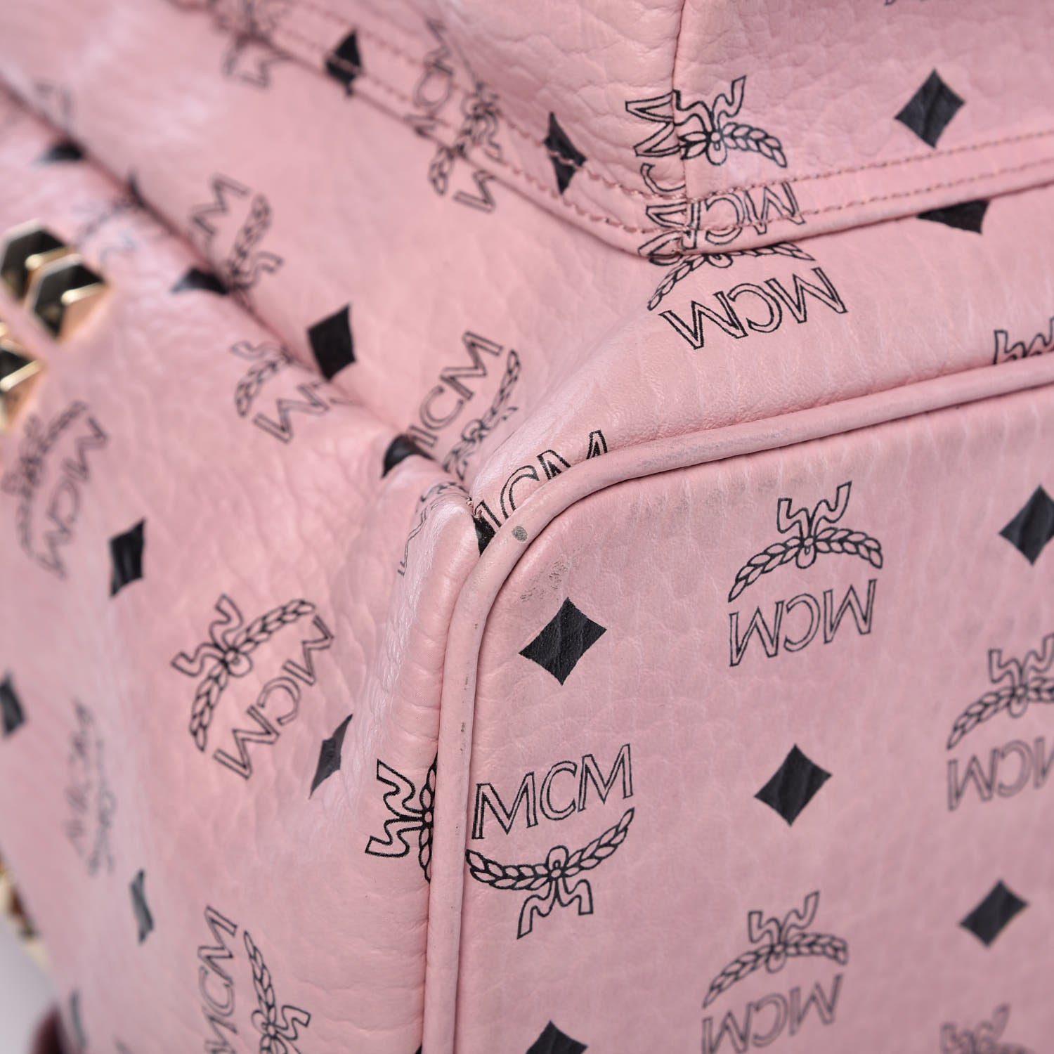 MCM Visetos Medium Side Studs Stark Backpack Pink 12 of 20