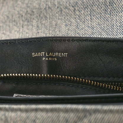 Saint Laurent Denim Y Quilted Monogram Toy Loulou Crossbody Bag Grey 7 of 9