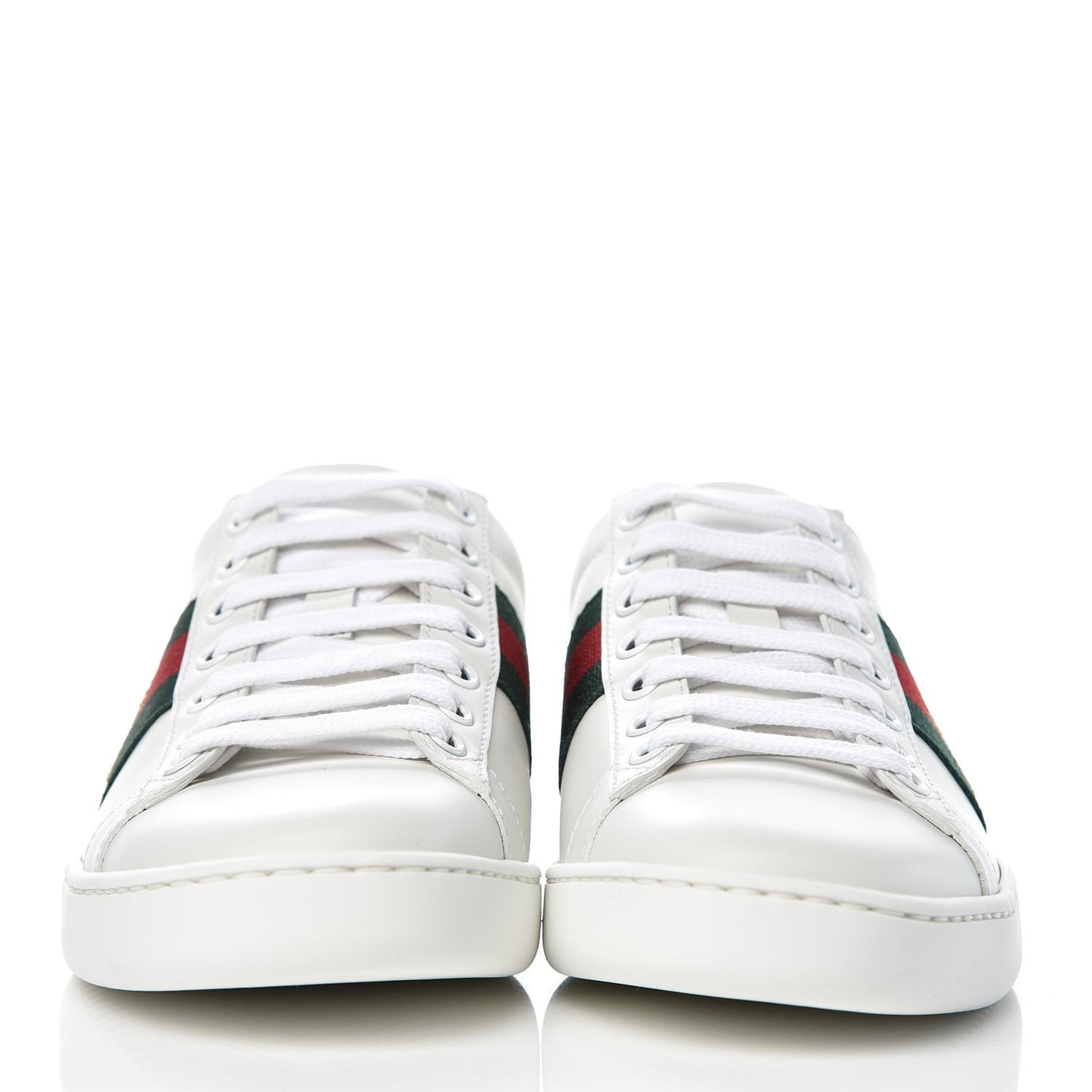 Calfskin Ayers Bee Embroidered Womens Ace Sneakers 36 White Green