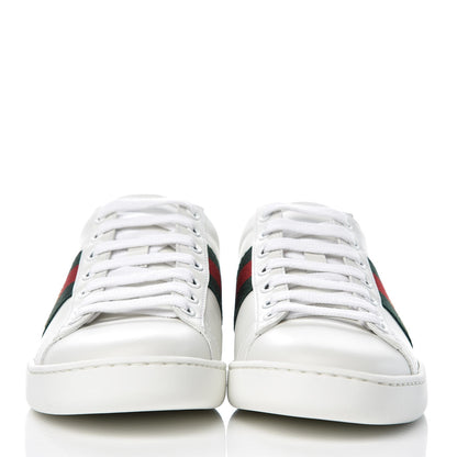 Gucci Calfskin Ayers Bee Embroidered Womens Ace Sneakers 36 White Green 12 of 20