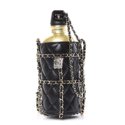 Chanel Lambskin Quilted CC To Drink Water Bottle Black Gold 1 of 6