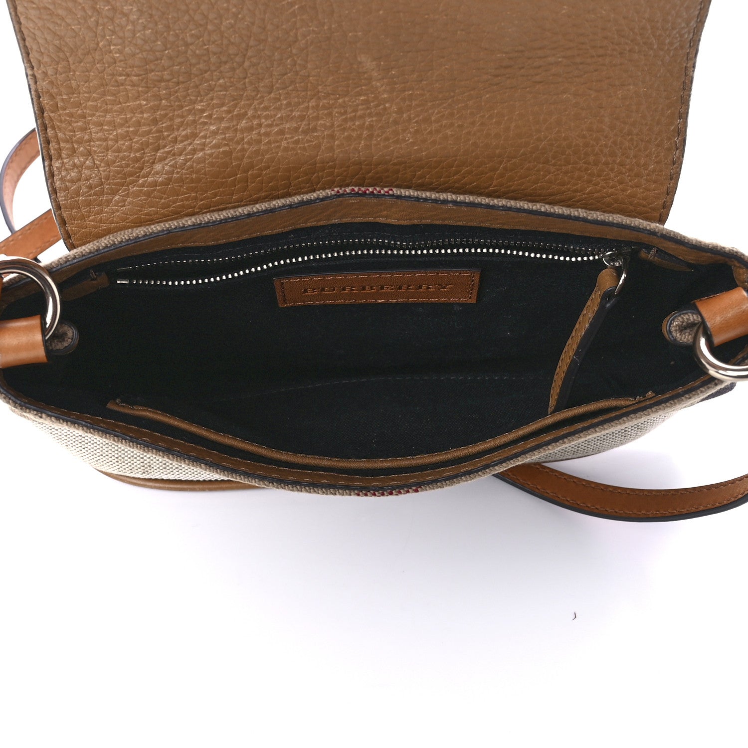 Burberry Mega Check Grainy Calfskin Small Gowan Messenger Bag Saddle Brown 8 of 24