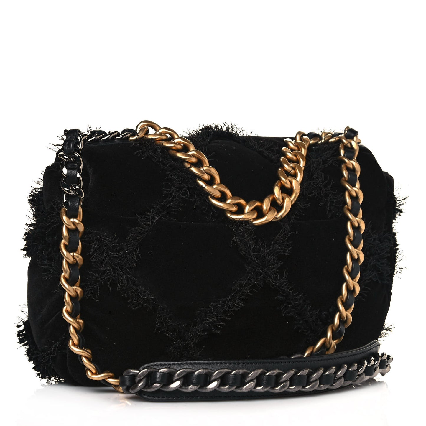 Cotton Canvas Quilted Medium Chanel 19 Flap Black