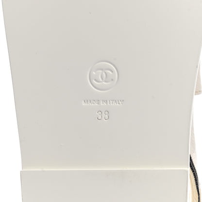Chanel Calfskin Printed Velcro Dad Sandals 38 White Black 7 of 10