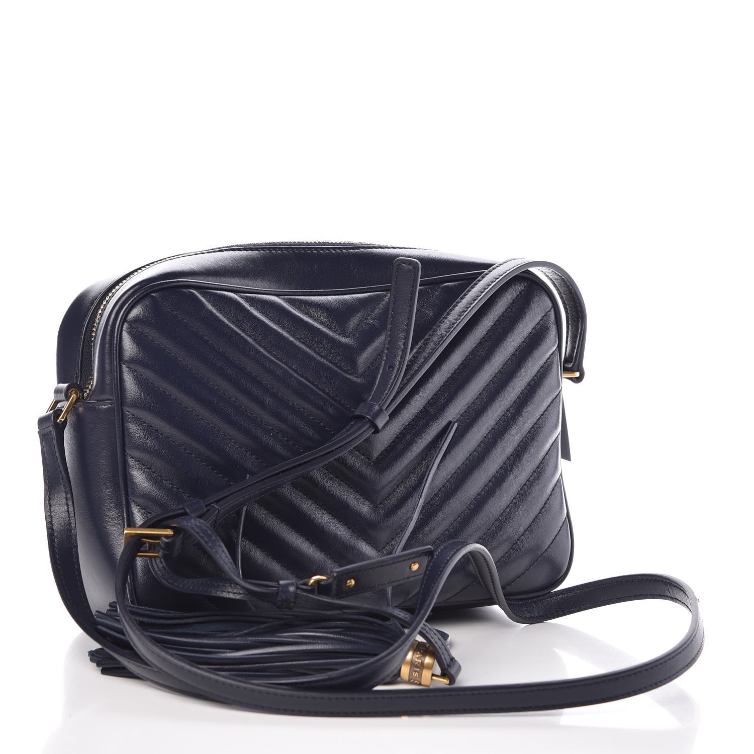 Saint Laurent Calfskin Matelasse Monogram Lou Camera Bag Navy 3 of 8