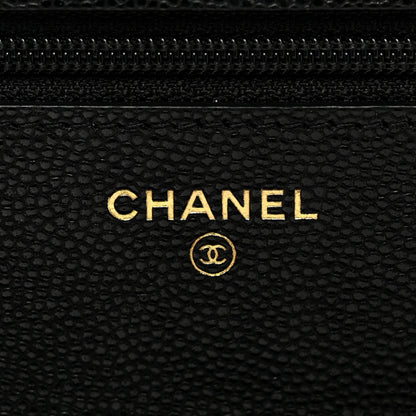 Chanel Caviar Quilted French New Wave Chain CC Wallet On Chain WOC Black 6 of 10