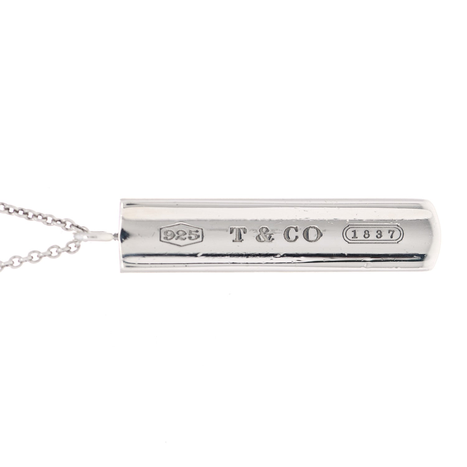 Tiffany Sterling Silver 1837 Bar Pendant Necklace 4 of 7