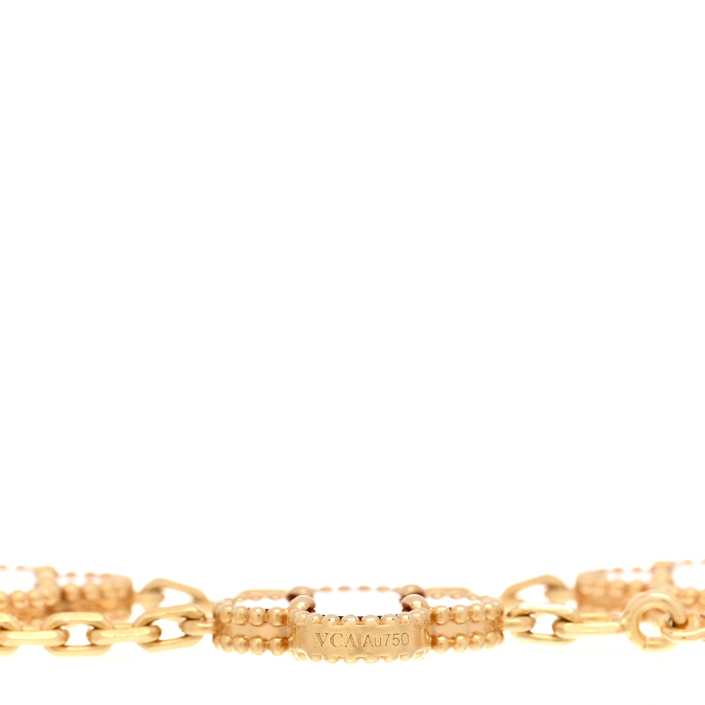 18K Yellow Gold Carnelian 5 Motifs Vintage Alhambra Bracelet