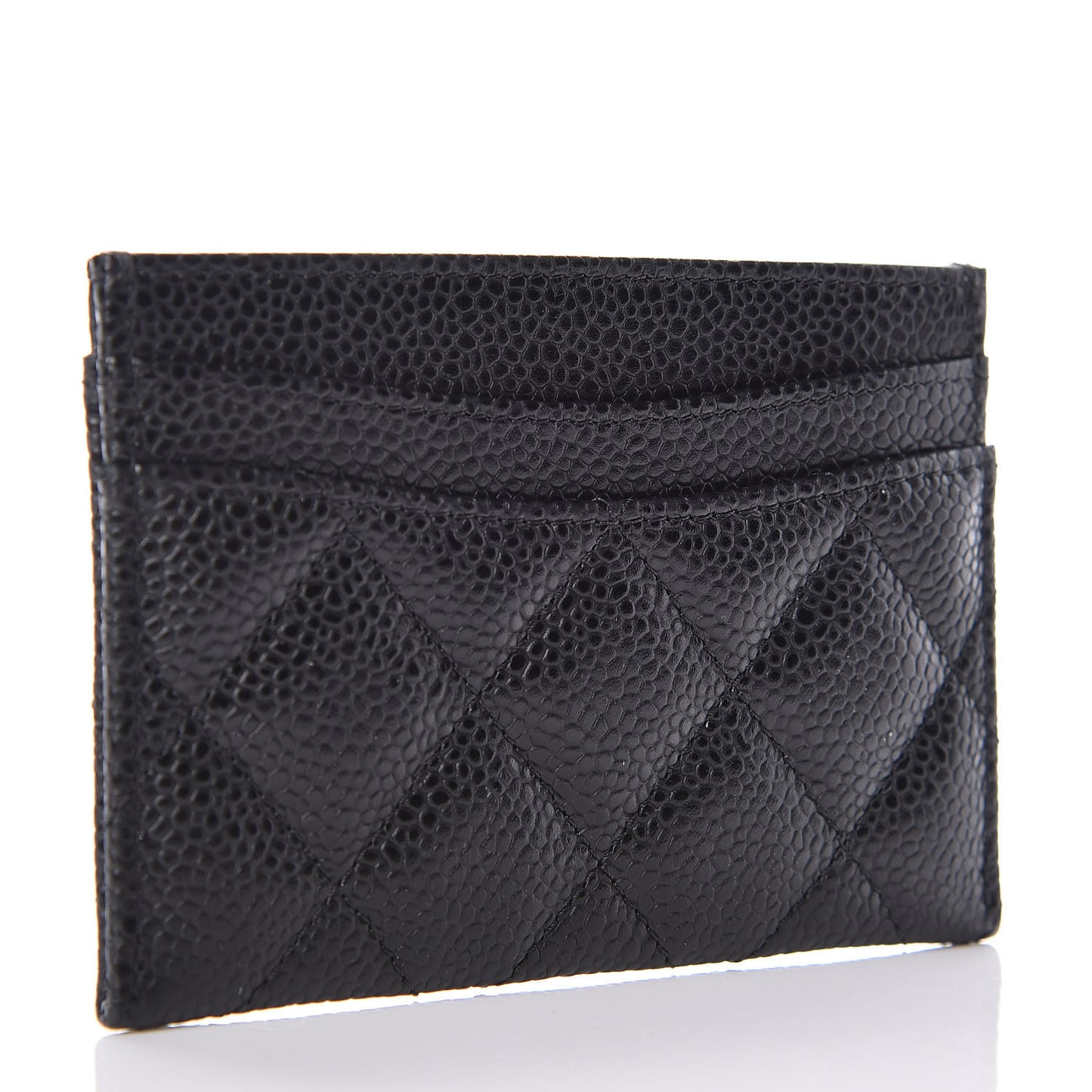 Caviar Quilted Card Holder Black