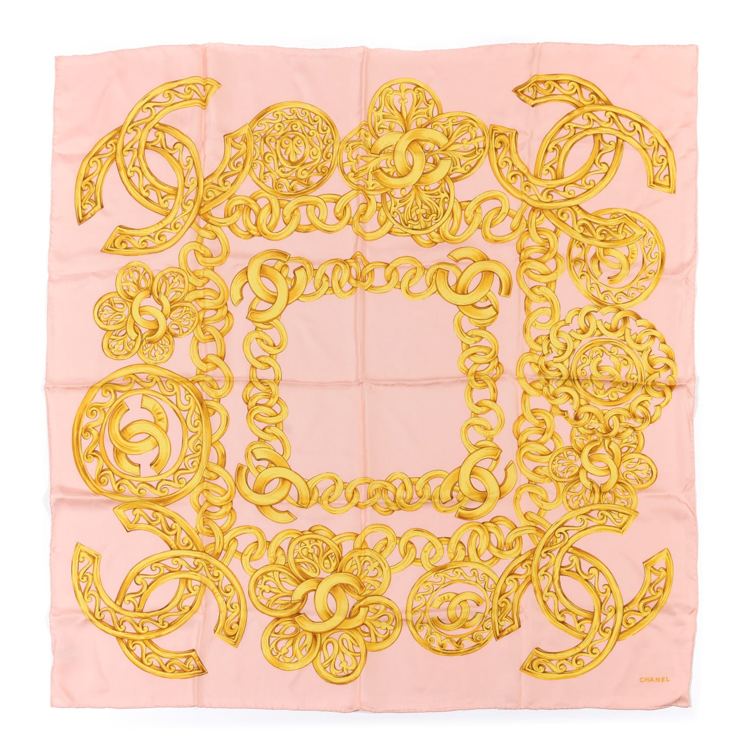 Chanel Silk CC Chain Square Scarf Pink 1 of 3