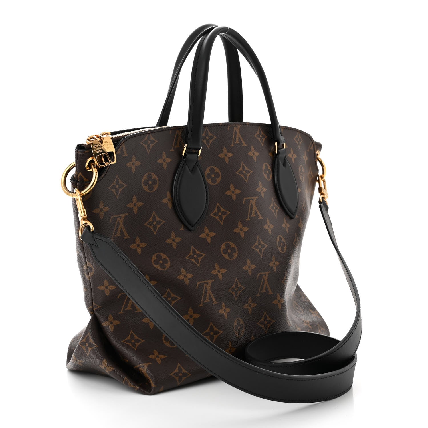 Louis Vuitton Monogram Flower Zipped Tote MM Black 3 of 11