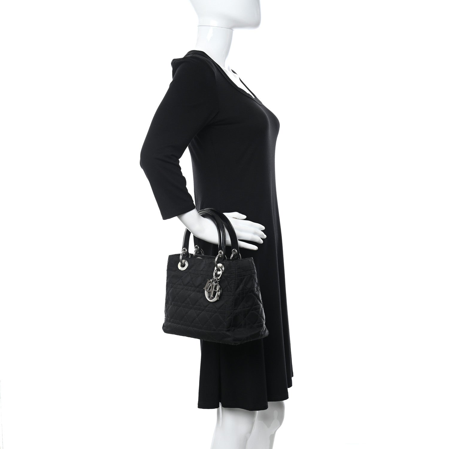 Christian Dior Nylon Cannage Medium Lady Dior Black 2 of 10