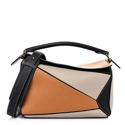Loewe Grained Calfskin Medium Puzzle Bag Amber Light Oat 1 of 11