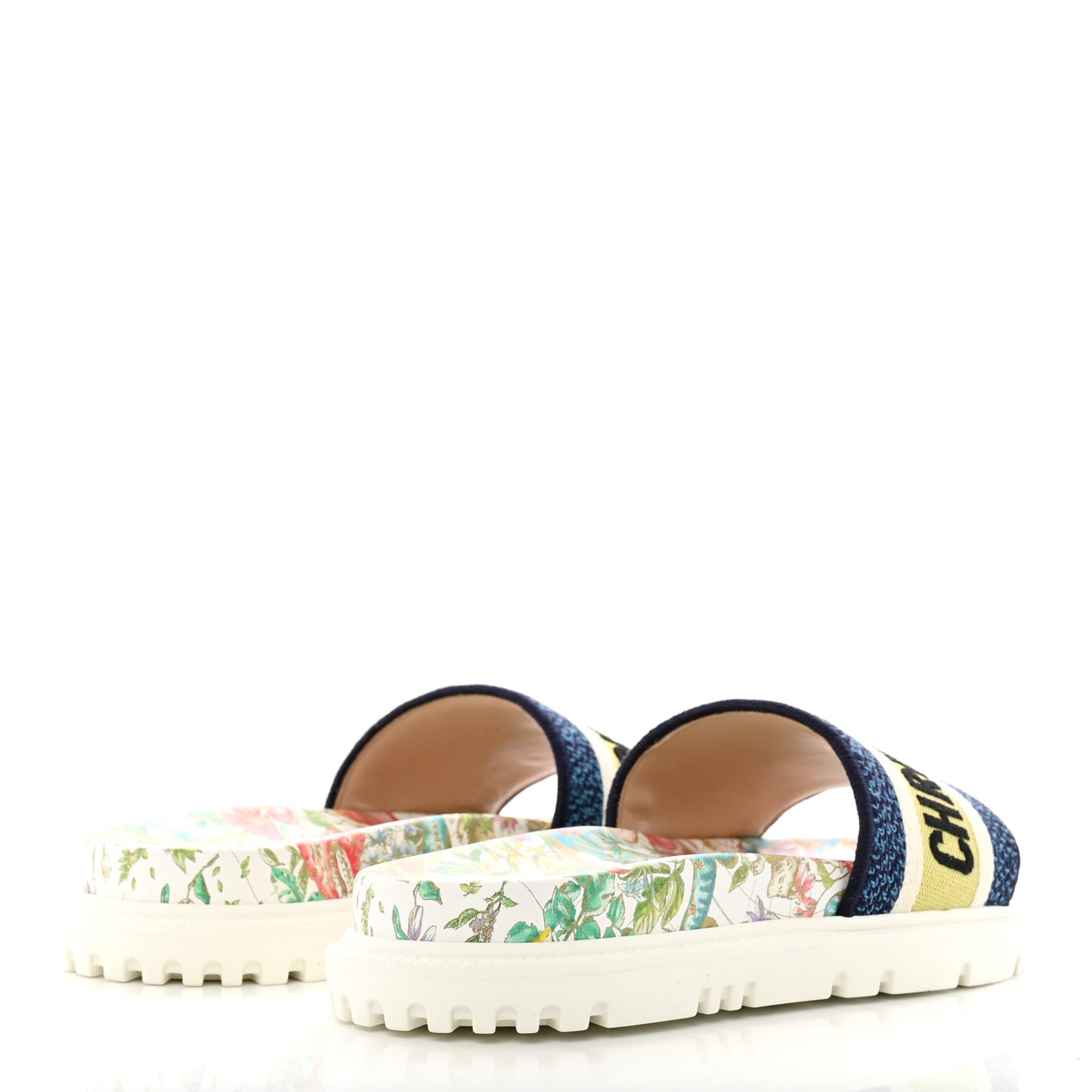 Canvas D-Constellation Embroidered Dway 10mm Slide Sandals 35 White Multicolor