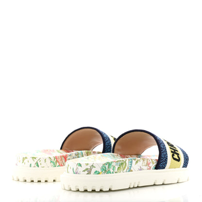 Christian Dior Canvas D-Constellation Embroidered Dway 10mm Slide Sandals 35 White Multicolor 5 of 10