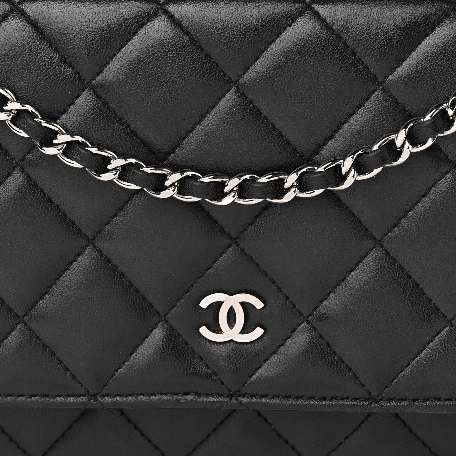 Chanel Lambskin Quilted Wallet On Chain WOC Black 9 of 15