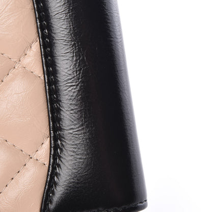 Chanel Aged Calfskin Quilted Gabrielle Zip Around Coin Purse Wallet Beige Black 12 of 15