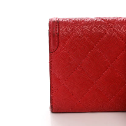 Chanel Caviar Quilted Large Filigree Gusset Flap Wallet Red 13 of 19