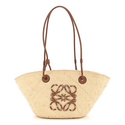Loewe Calfskin Raffia Small Anagram Basket Tote Bag Natural Tan 1 of 12