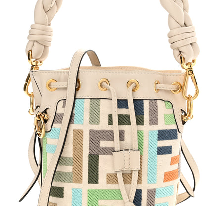 Fendi Canvas Vitello Grace F is Fendi FF Multicolor Embroidered Mini Mon Tresor Bucket Bag Grezzo Multicolor Latte 8 of 15