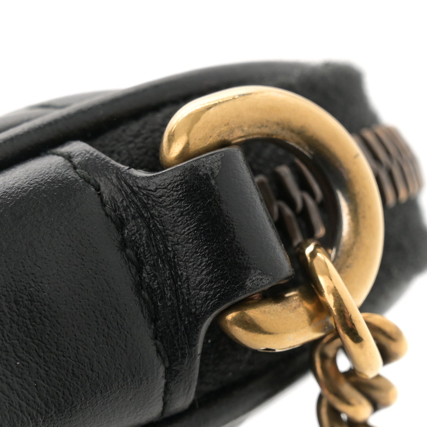 Calfskin Matelasse Mini GG Marmont Chain Crossbody Bag Black