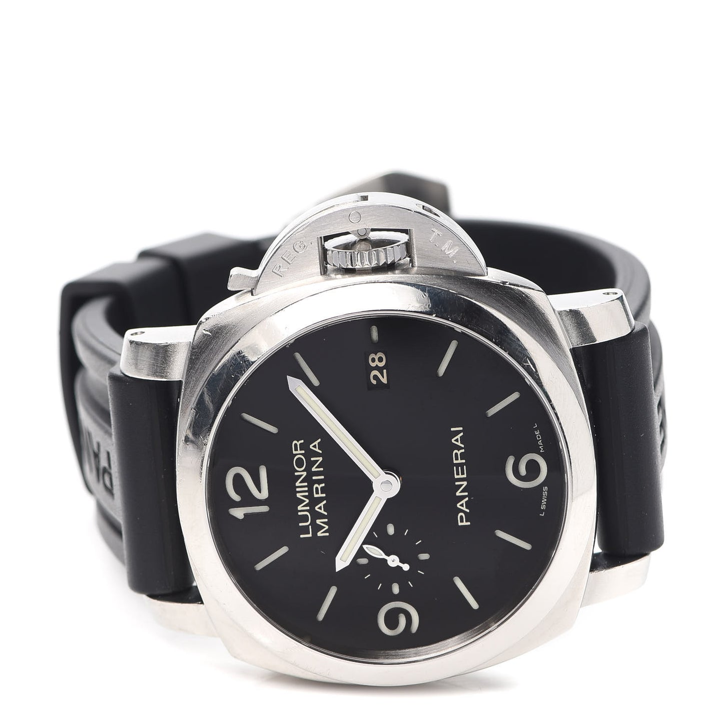 Stainless Steel Rubber 44mm Luminor Marina Manual Winding Watch Black PAM00312