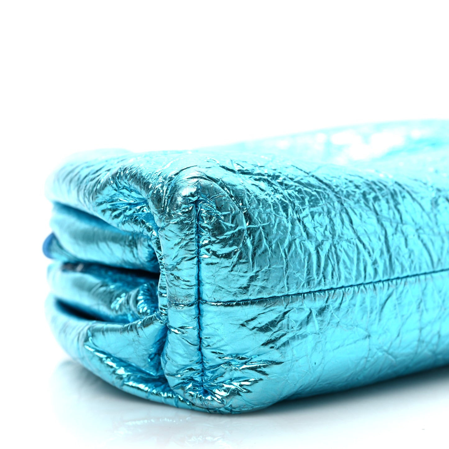 Metallic Crushed Calfskin The Mini Pouch Sky Blue