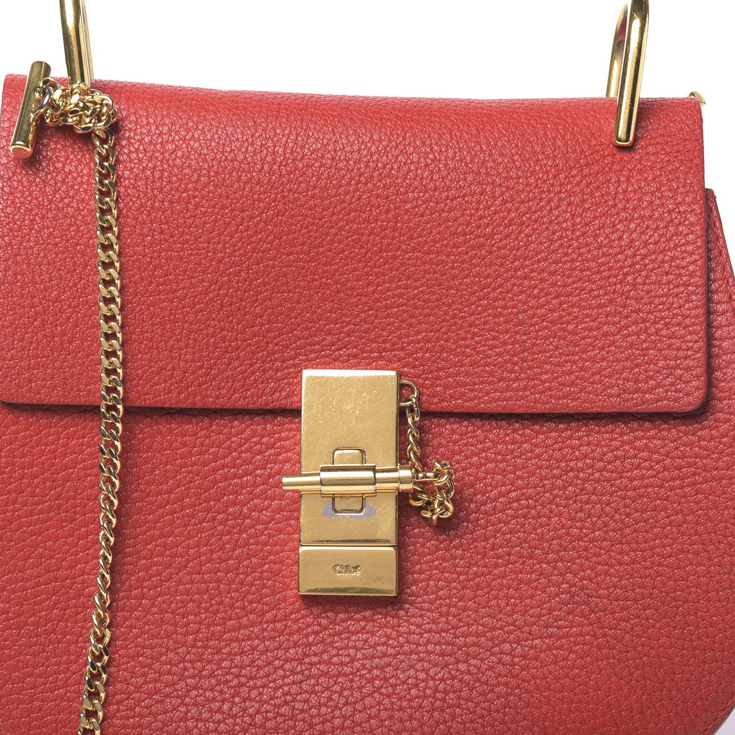Grained Lambskin Drew Shoulder Bag Plaid Red