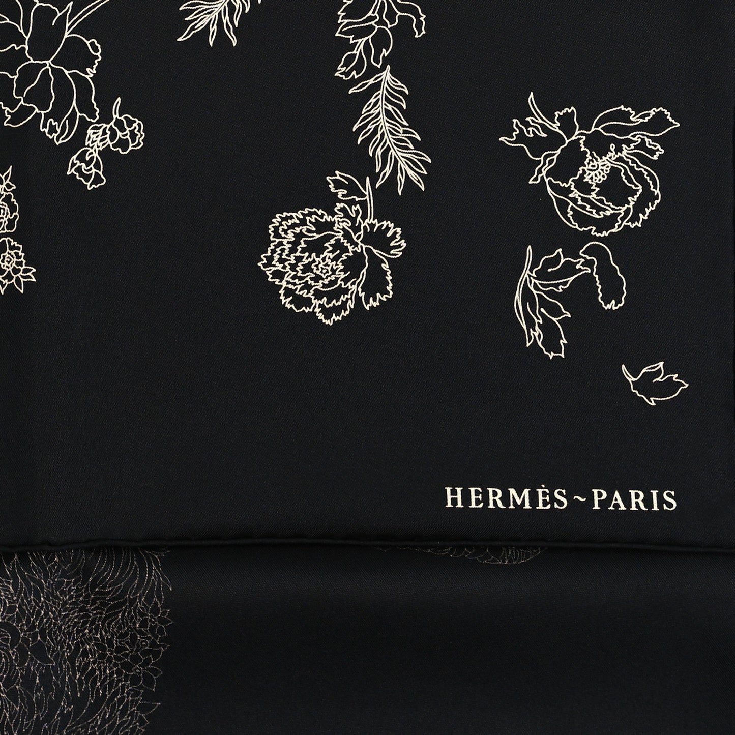 Silk Robe Legere Scarf 90 Black White