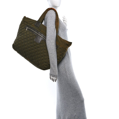 Chanel Nylon Quilted Large Coco Cocoon Shopping Tote Green 2 of 10